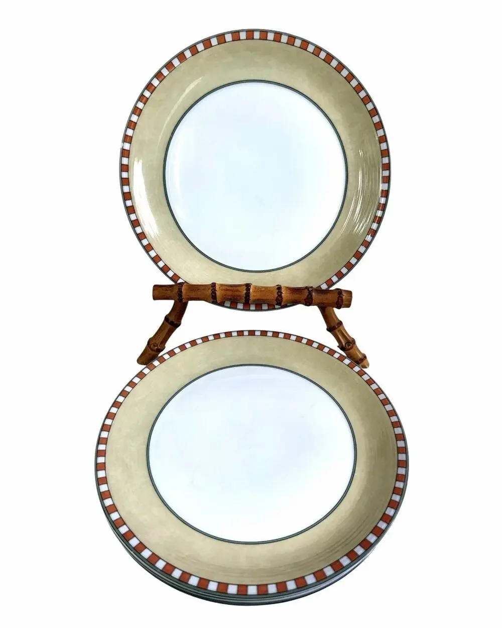 Vintage 4 Villeroy & Boch Switch 2 Lima Orange Check-Portugal 8” Salad Plates